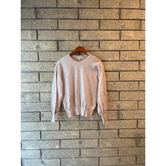 Ella Moss Heathered Light Pink Pullover Sweatshirt M Ribbed Trim Crew Neck & Cuf - Picture 1 of 5